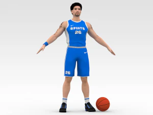 basketbalspeler blauwe speler 04 3D Model