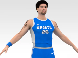 баскетболіст синій гравець 04 3D Модель