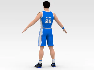 баскетболіст синій гравець 04 3D Модель