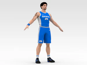 баскетболіст синій гравець 04 3D Модель