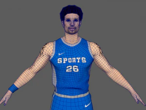 баскетболіст синій гравець 04 3D Модель