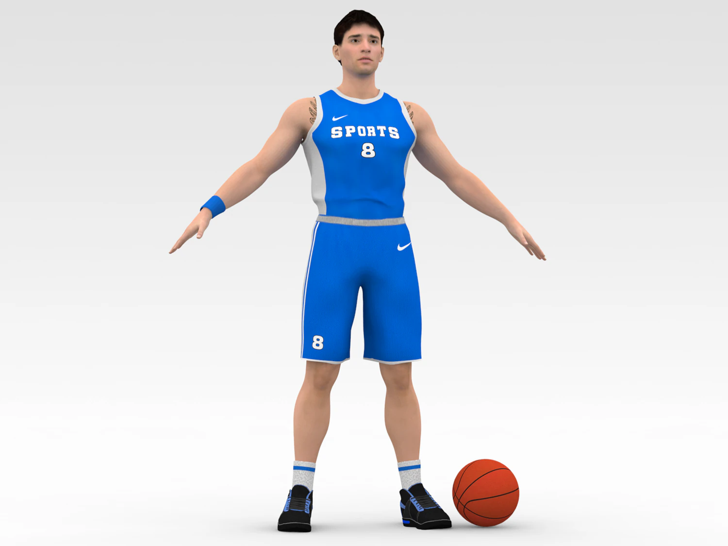 basketball player blue player 05 3D Model .c4d .max .obj .3ds .fbx .stl .blend 