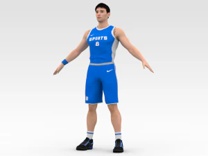 basketball player blue player 05 3D Model