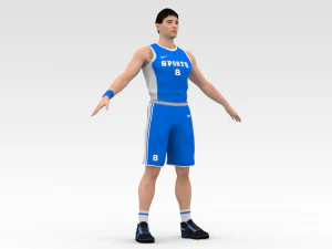 basketball player blue player 05 3D Model