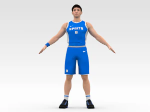 basketball player blue player 05 3D Model