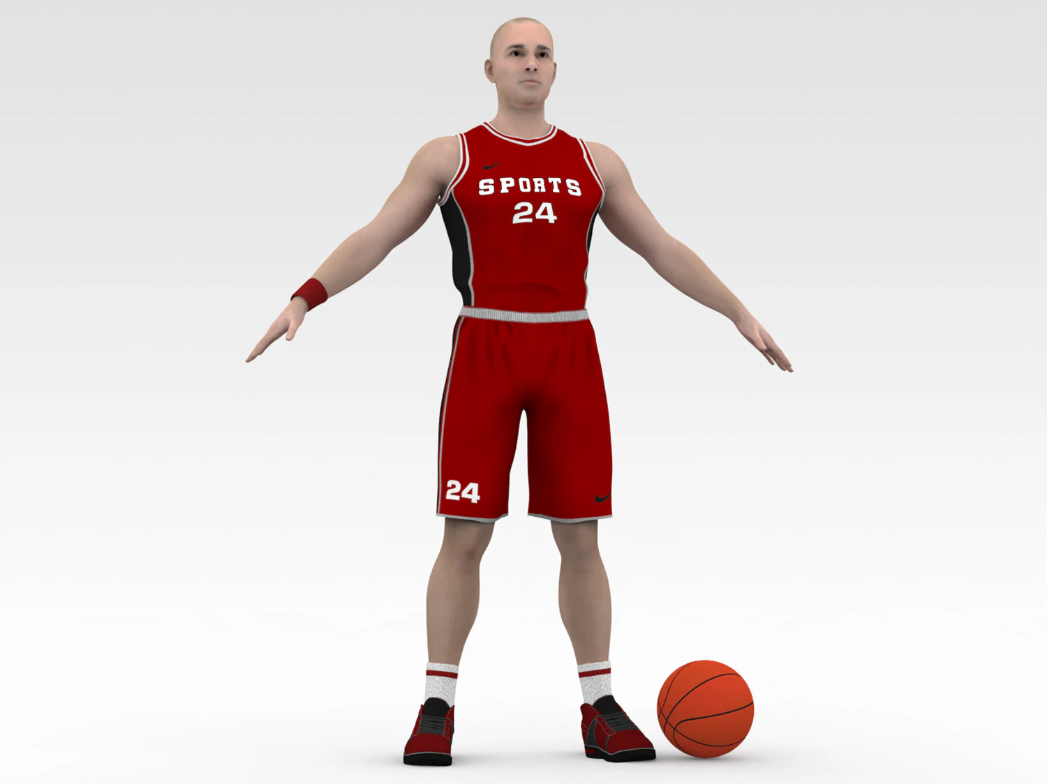 basketball player red player 01 3D Model .c4d .max .obj .3ds .fbx .stl .blend 