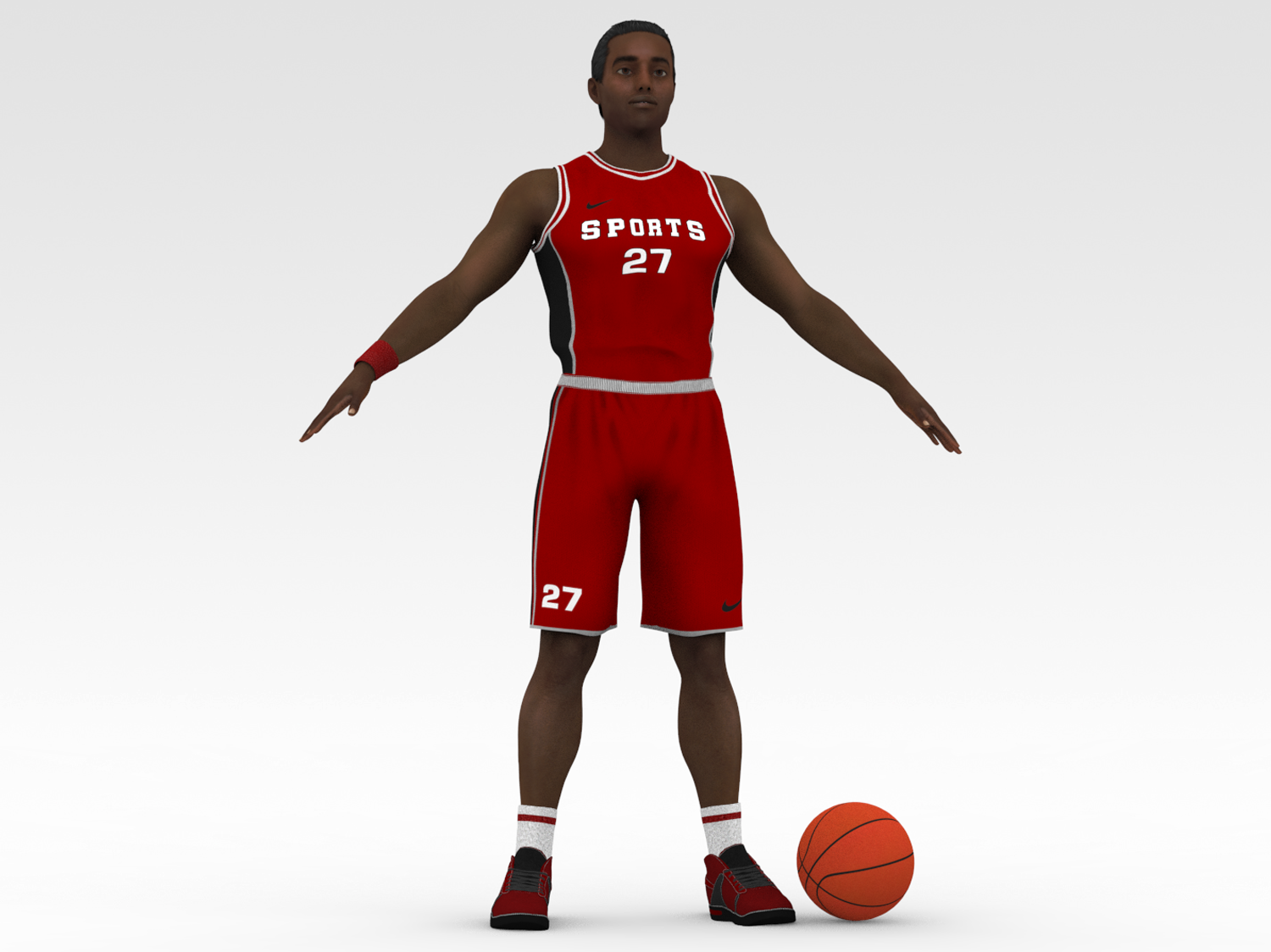 Player 3d model. Макет баскетболиста. Basketball Player Red.