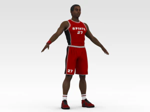 basketball player red player 02 3D Model