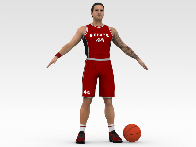 basketball player red player 03 Model 3D .c4d .max .obj .3ds .fbx .stl .blend 