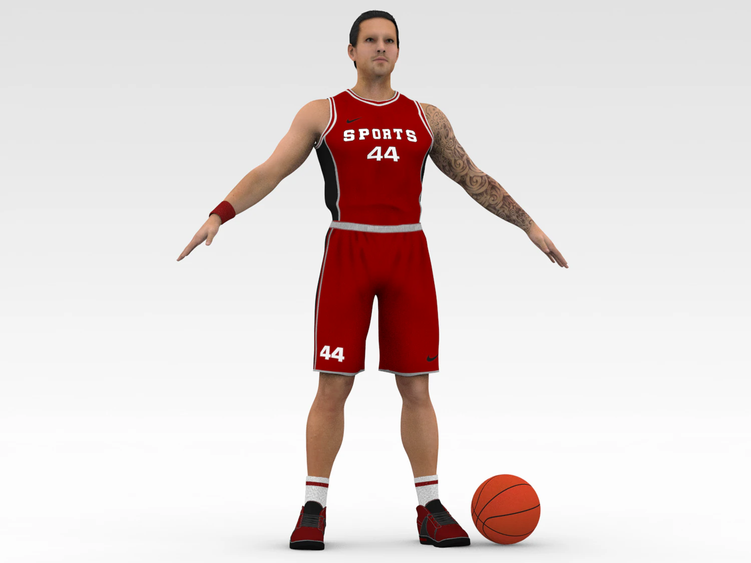 basketball player red player 03 3D Model .c4d .max .obj .3ds .fbx .stl .blend 