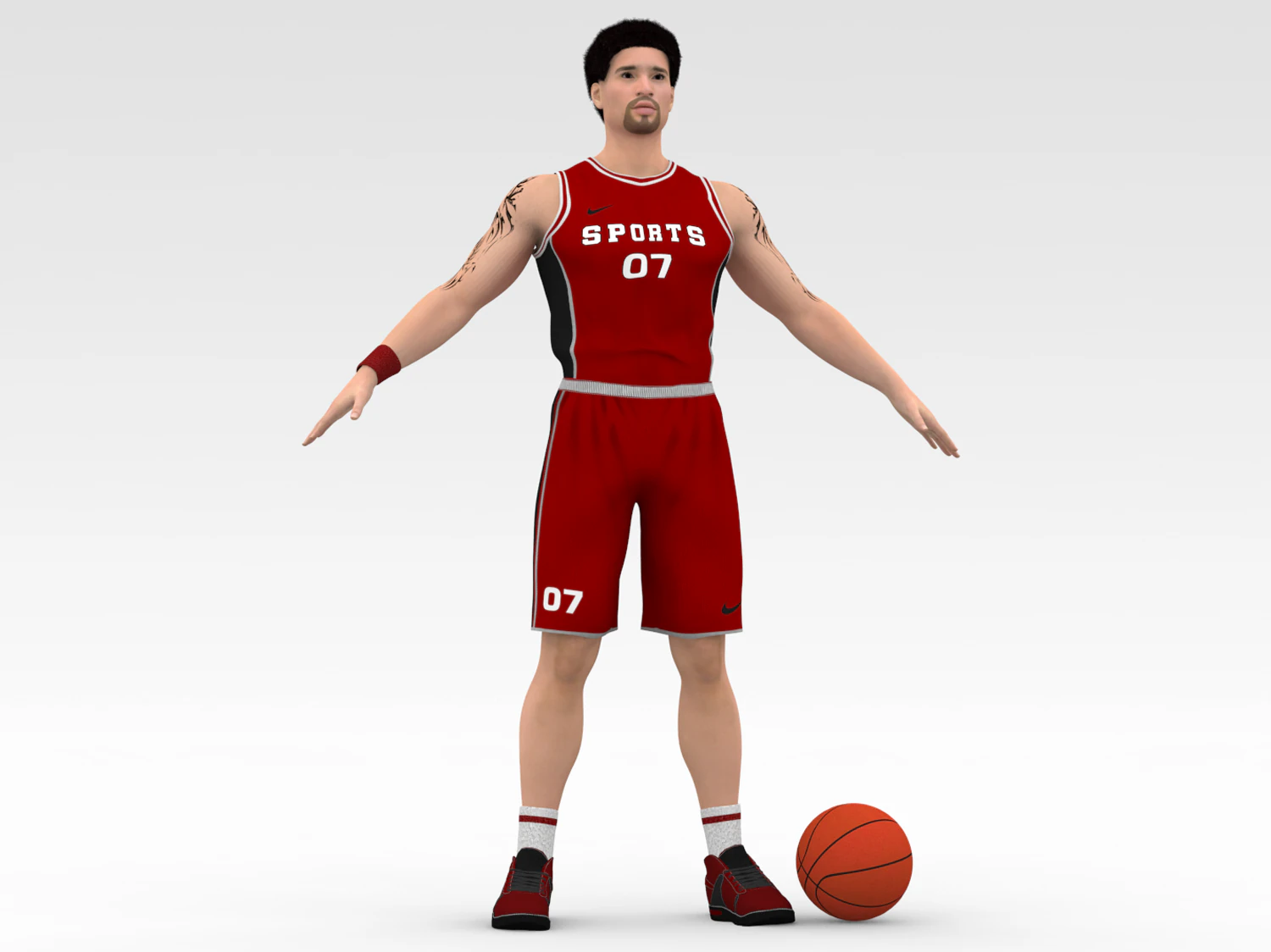 basketball player red player 04 3D Model .c4d .max .obj .3ds .fbx .stl .blend 