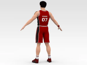 basketball player red player 04 3D Model