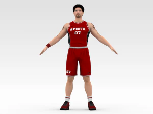 basketball player red player 04 3D Model