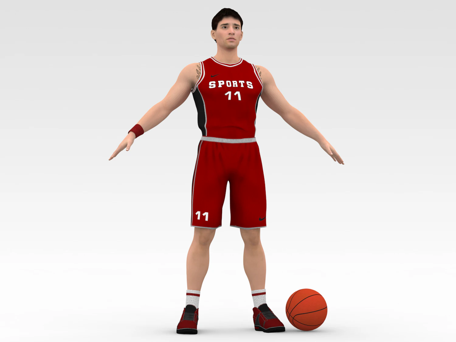 basketball player red player 05 3D Model .c4d .max .obj .3ds .fbx .stl .blend 