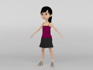 Cartoon Girl 3D Model