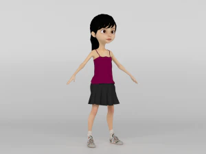 Cartoon Girl 3D Model