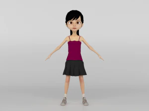 Cartoon Girl 3D Model