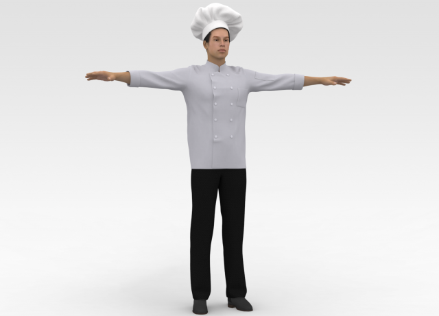 Male Chef Model 3D .c4d .max .obj .3ds .fbx .stl .blend 