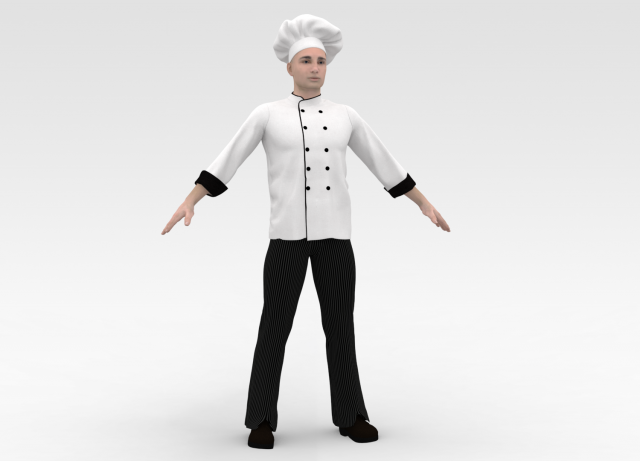Male Chef Model 3D .c4d .max .obj .3ds .fbx .stl .blend 
