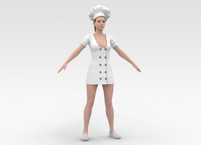 Female Chef 3D Модель .c4d .max .obj .3ds .fbx .stl .blend 