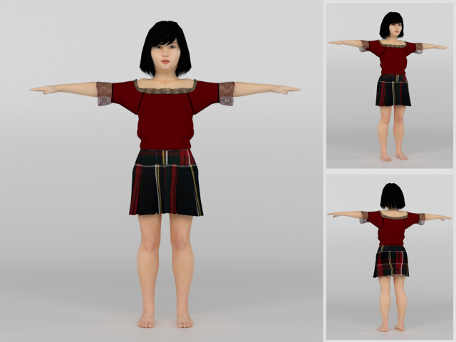 Chienese Girl 3Dモデル .c4d .max .obj .3ds .fbx .stl .blend 