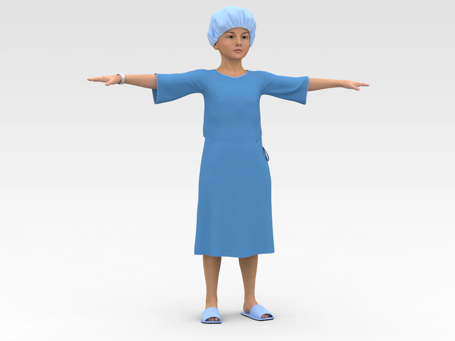 Child Patient with Blue Gown 3D Model .c4d .max .obj .3ds .fbx .stl .blend 