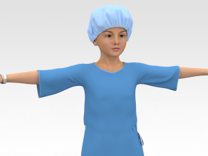 Child Patient with Blue Gown 3D Model