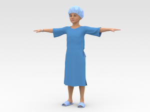 Child Patient with Blue Gown 3D Model