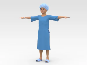 Child Patient with Blue Gown 3D Model