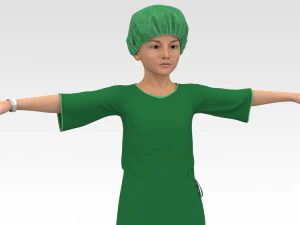 Child Patient with Green Gown 3D Model