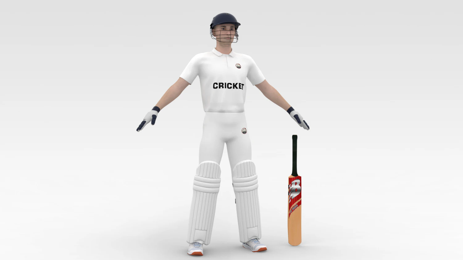 Cricket Batsman 3D Model .c4d .max .obj .3ds .fbx .stl .blend 