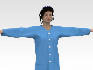 Female Patient Blue Dress 3D Model