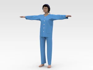 Female Patient Blue Dress 3D Model