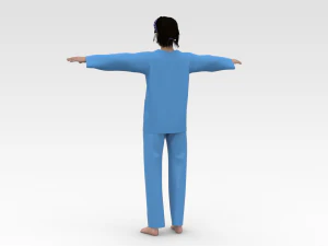 Female Patient Blue Dress 3D Model