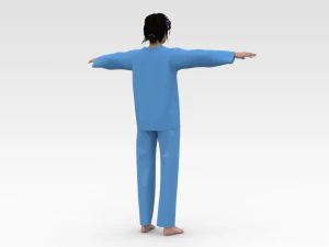 Female Patient Blue Dress 3D Model