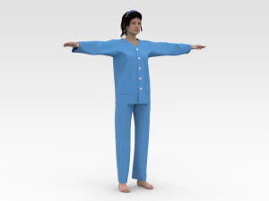 Female Patient Blue Dress 3D Model