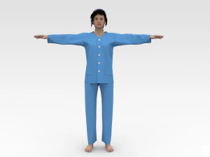 Female Patient Blue Dress 3D Model