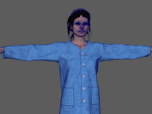 Female Patient Blue Dress 3D Model