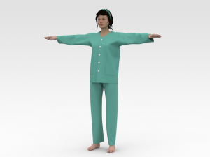 Female Patient Green Dress 3D Модель