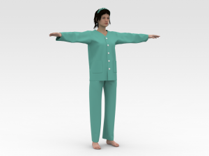 Female Patient Green Dress 3D Модель
