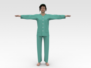 Female Patient Green Dress 3D Модель