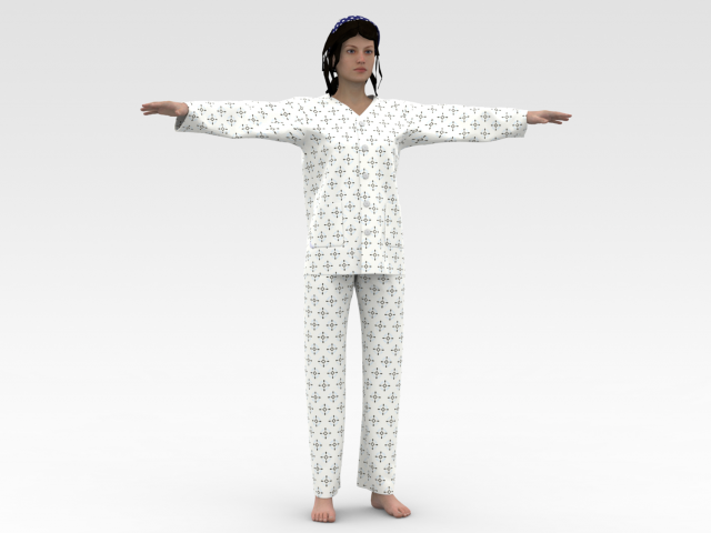 Female Patient with White Dress Modelo 3D .c4d .max .obj .3ds .fbx .stl .blend 