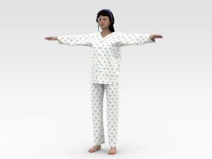 Paciente femenina con vestido blanco Modelo 3D