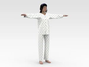 Paciente femenina con vestido blanco Modelo 3D