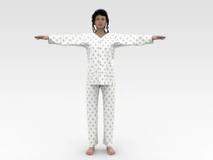 Paciente femenina con vestido blanco Modelo 3D