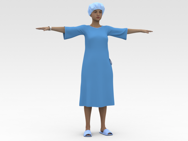 Female Patient with Blue Gown Model 3D .c4d .max .obj .3ds .fbx .stl .blend 