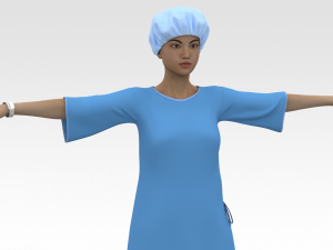 Female Patient with Blue Gown Model 3D