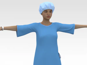 नीले गाउन वाली महिला मरीज़ 3D मॉडल