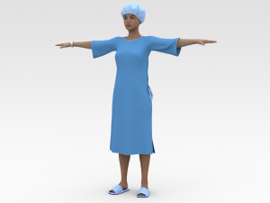 Female Patient with Blue Gown Model 3D