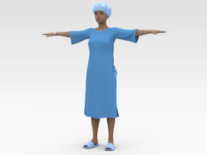 नीले गाउन वाली महिला मरीज़ 3D मॉडल